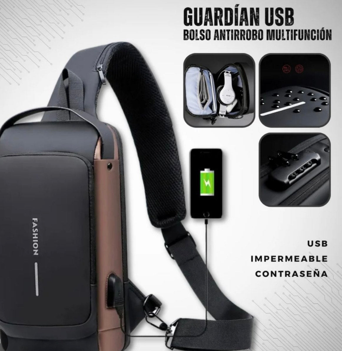 BOLSO ANTIRROBO DEPORTIVO CON CARGA USB